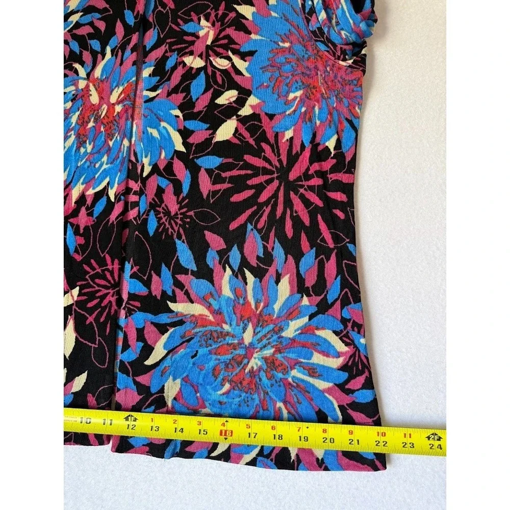 Chico's Travelers Jacket Women Size 2 Multicolor Floral Knit Open Front Casual